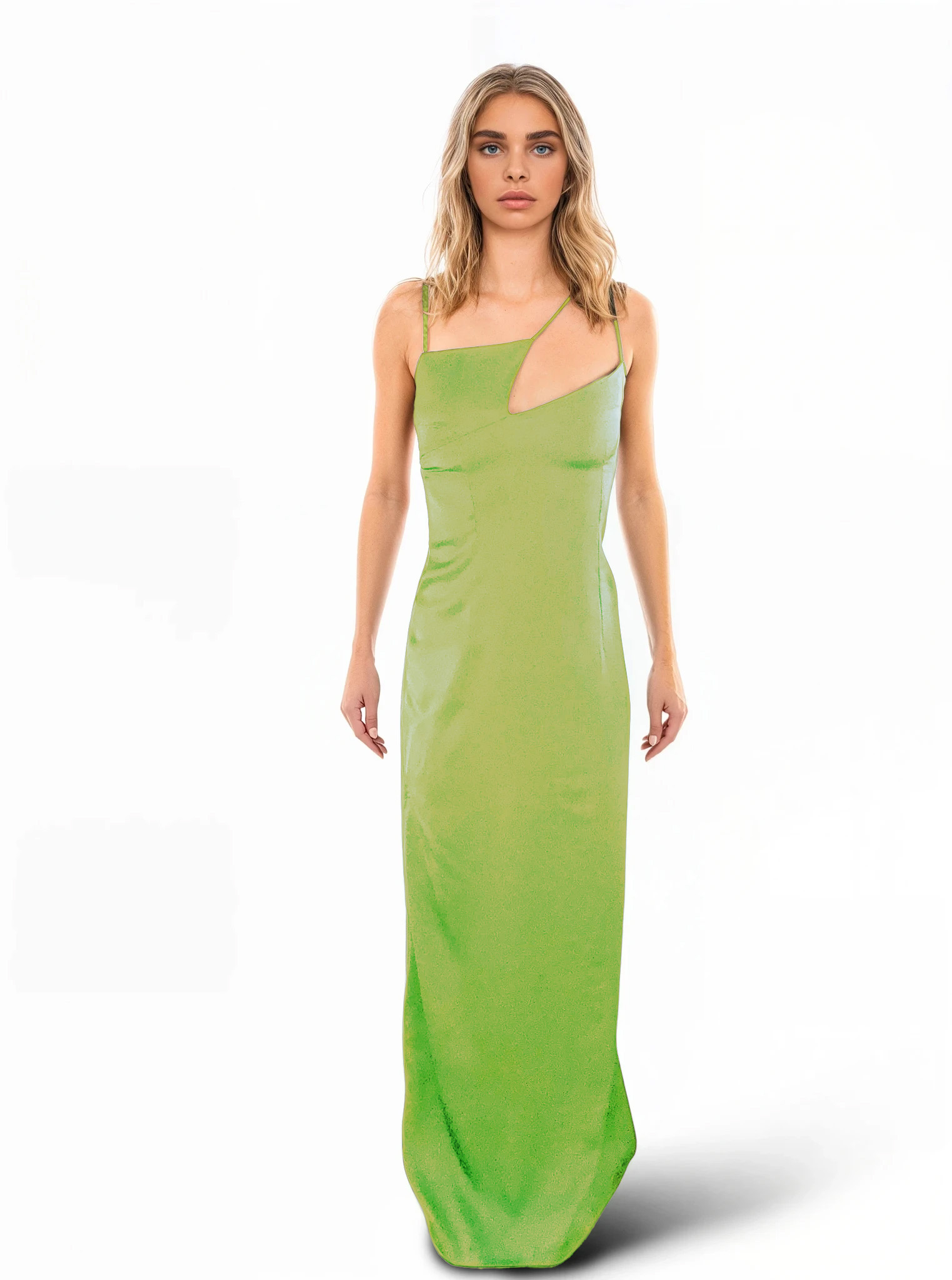 Asymmetric Satin Evening Dress