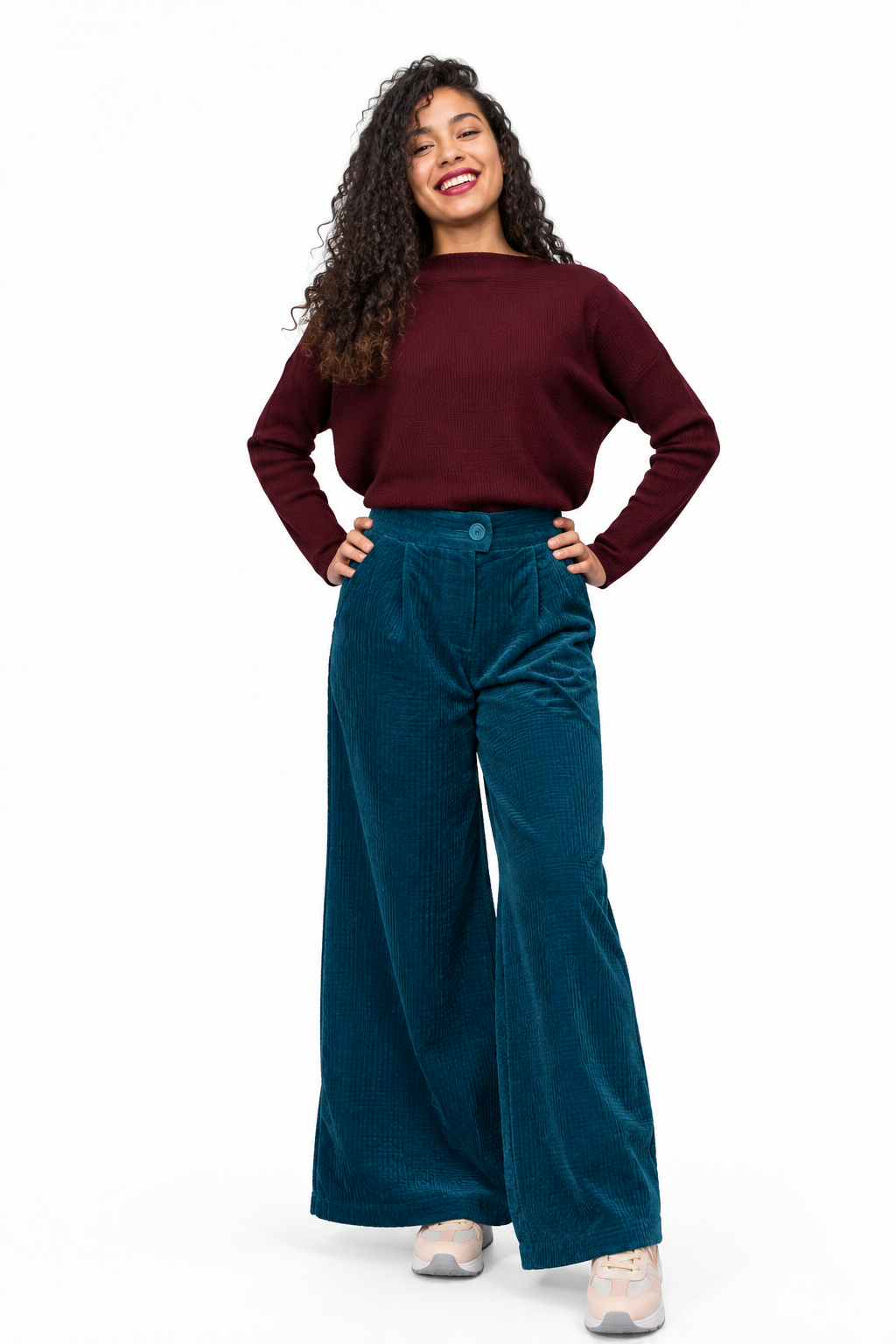 High-waisted Corduroy Palazzo Trousers