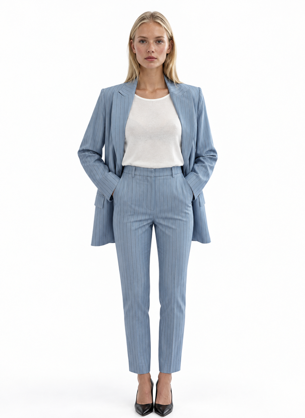 Lightweight wool sigarette trousers - #a8c6fe