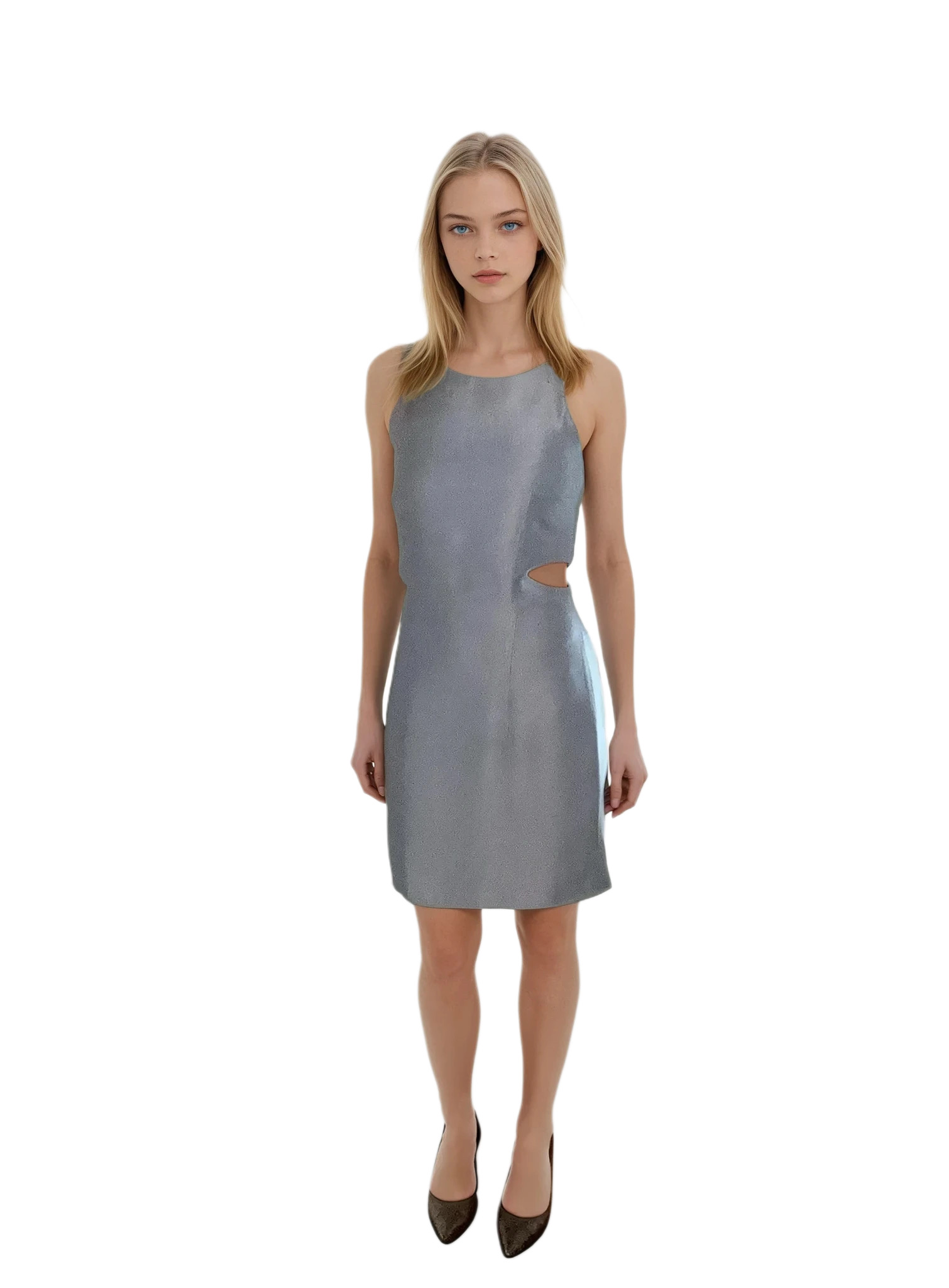 Silk side cut-out dress - #caf0fe