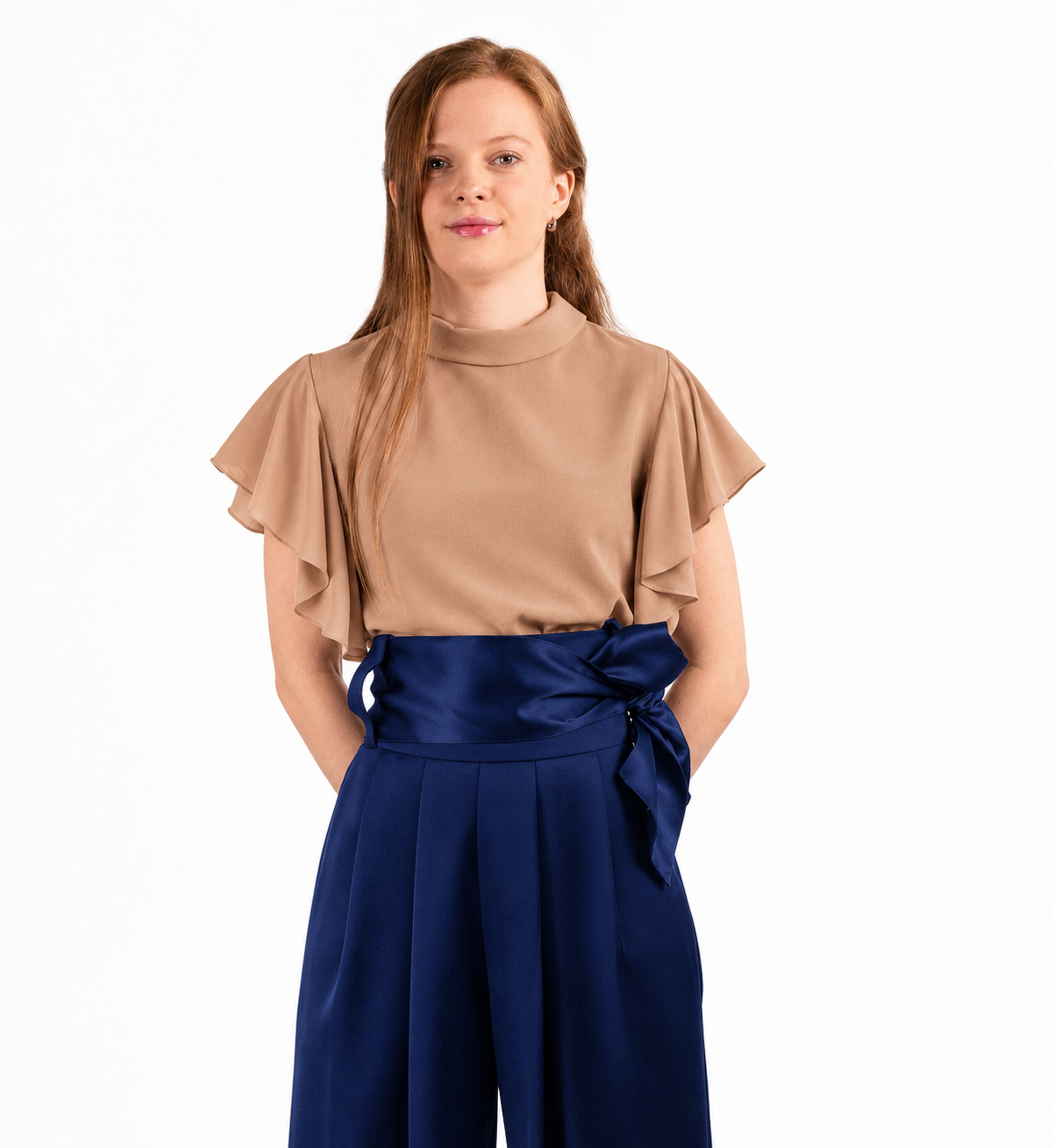 Ruffle Silk Crepe Blouse - #d29d00
