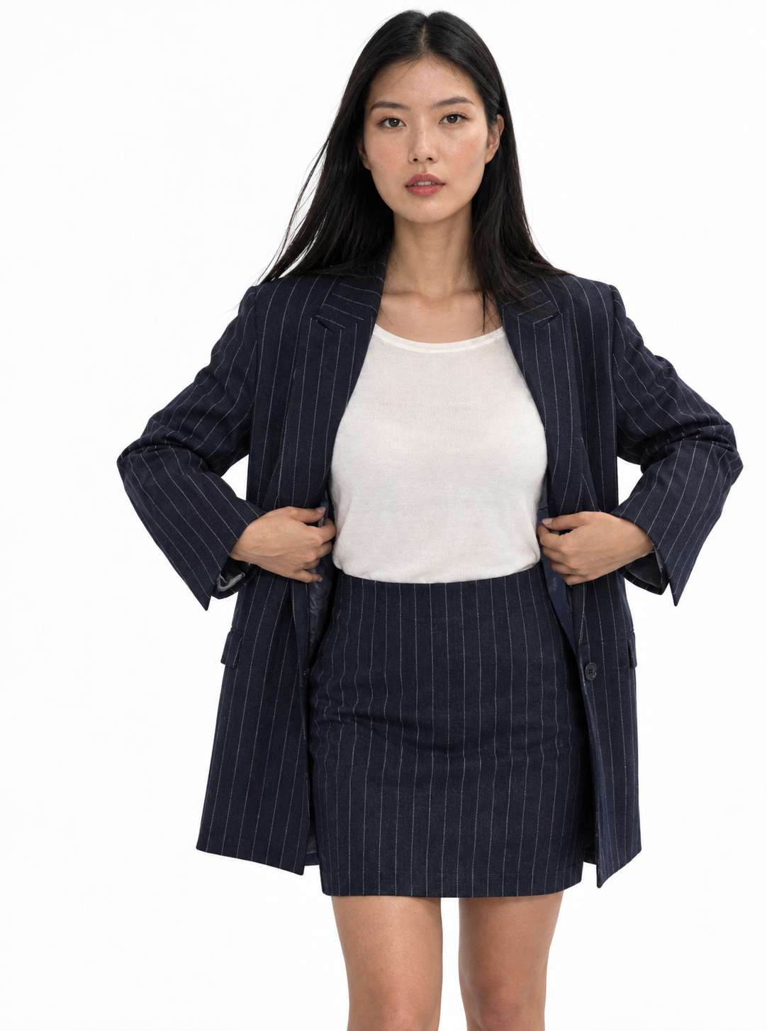 Lightweight wool mini skirt - #001e57