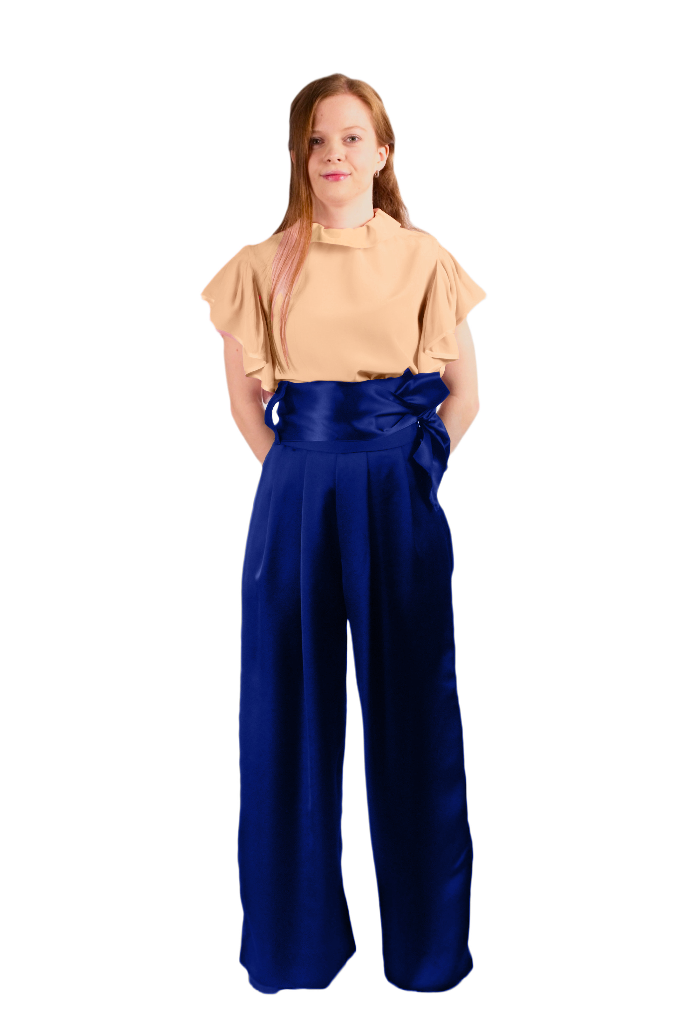 Silk Satin Palazzo Trousers - #0056d6
