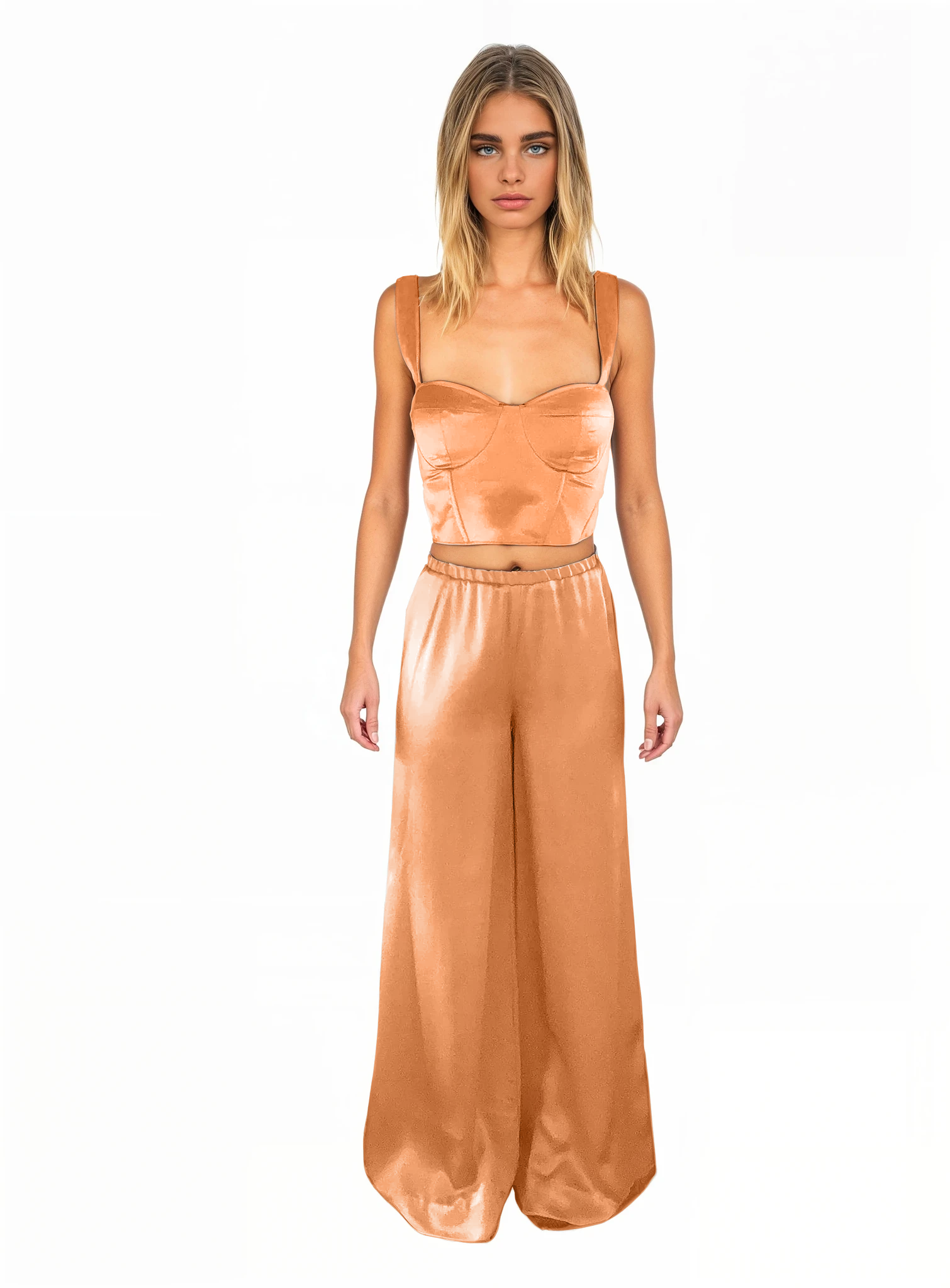 Silk wide-leg palazzo trousers - #ffc4ab