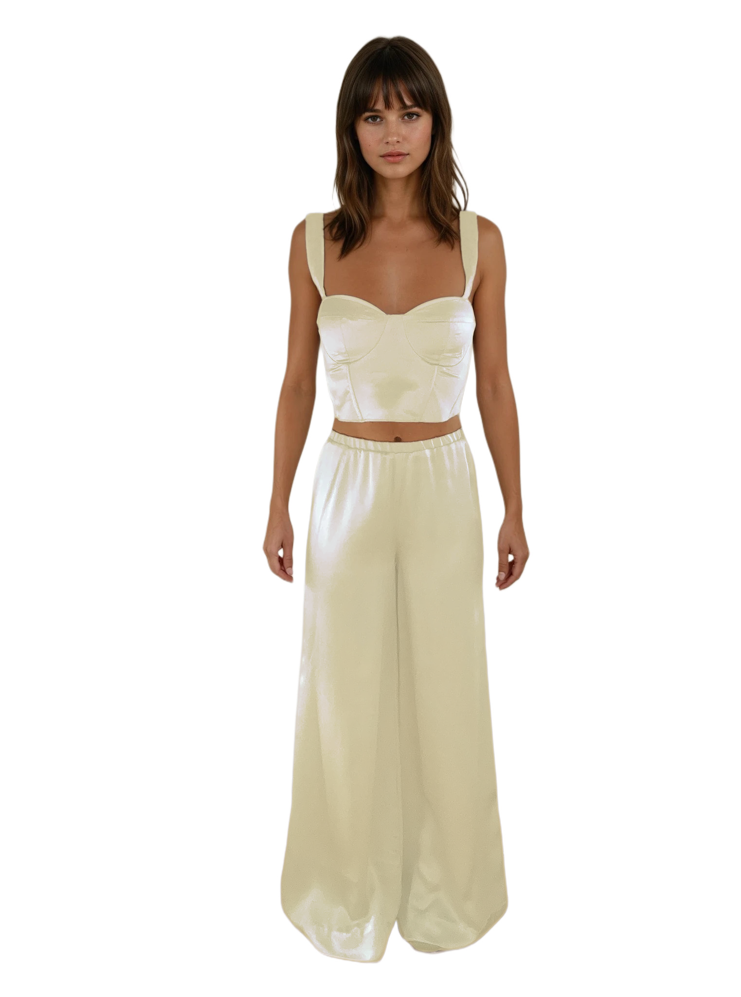 Silk wide-leg palazzo trousers - #f8f8e9