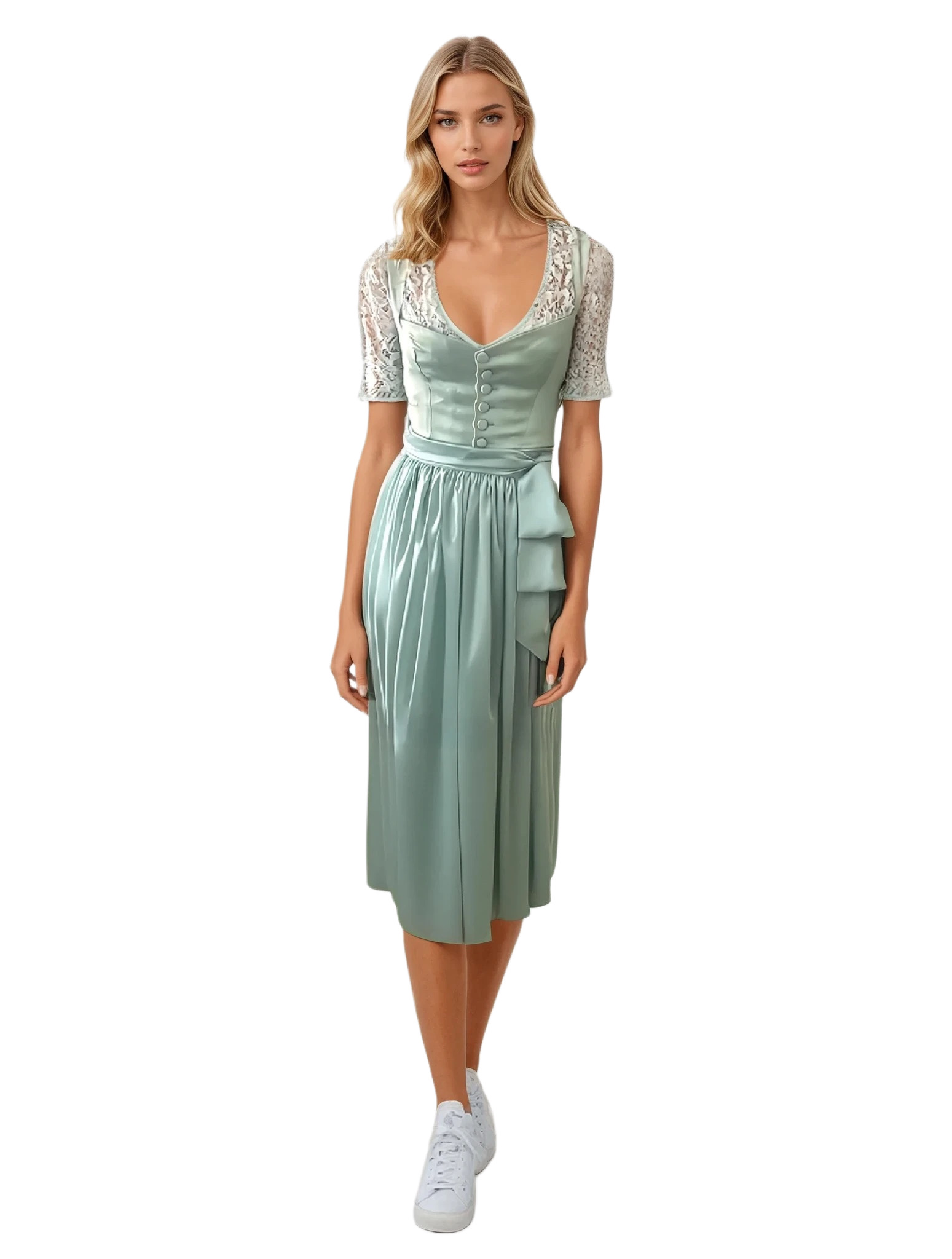 Sweetheart neckline Dirndl - #cce8b5