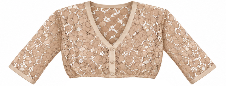 Lace Dirndl Blouse with 3/4 Sleeves - #e9d083