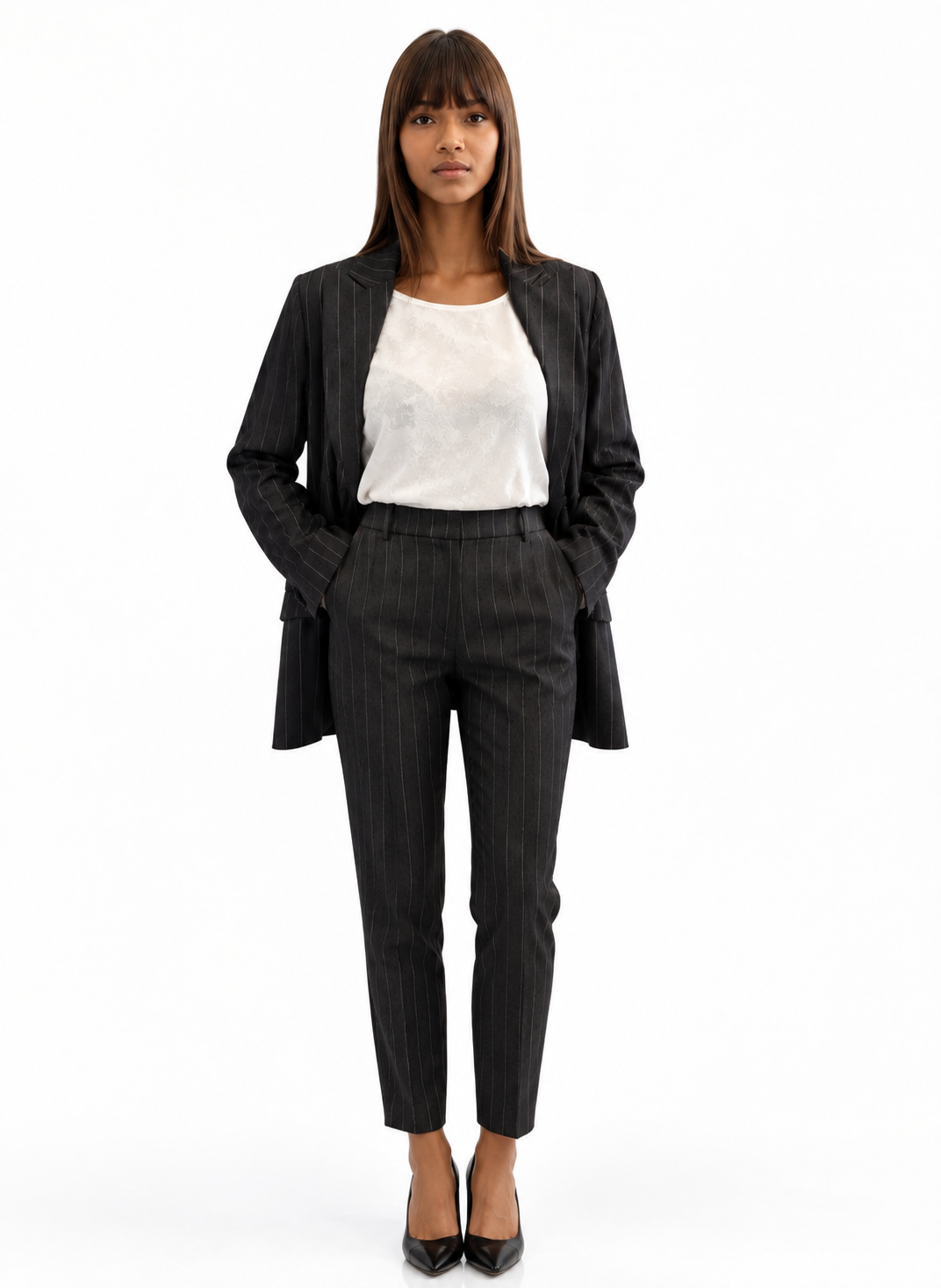 Lightweight wool sigarette trousers - #4f3812