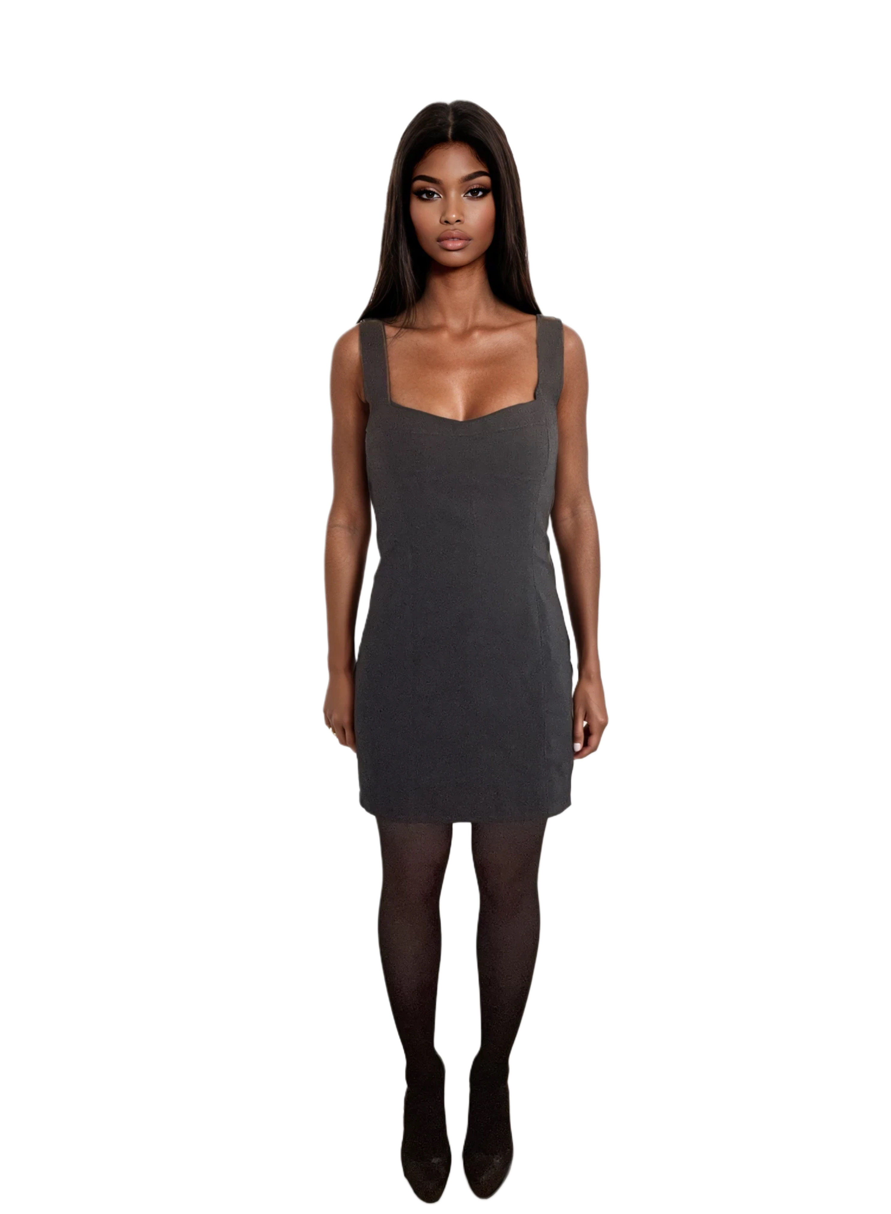 Tailored Wool Mini Dress with Exposed Seams - #444444