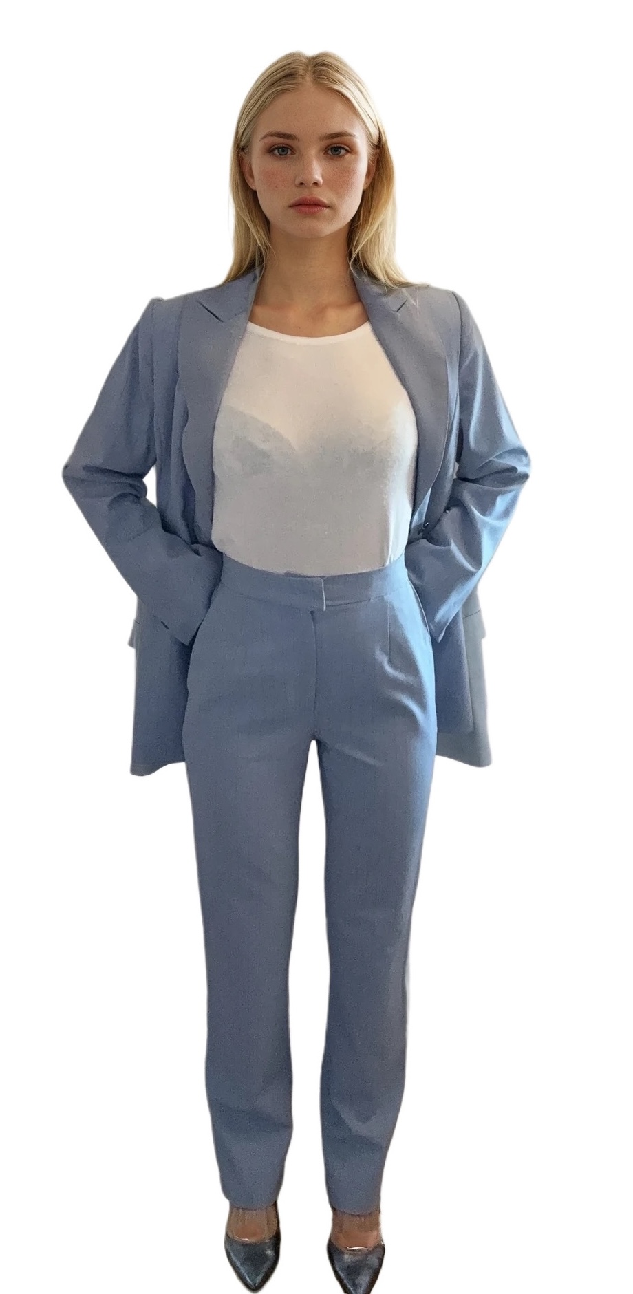 Lightweight wool sigarette trousers - #a8c6fe