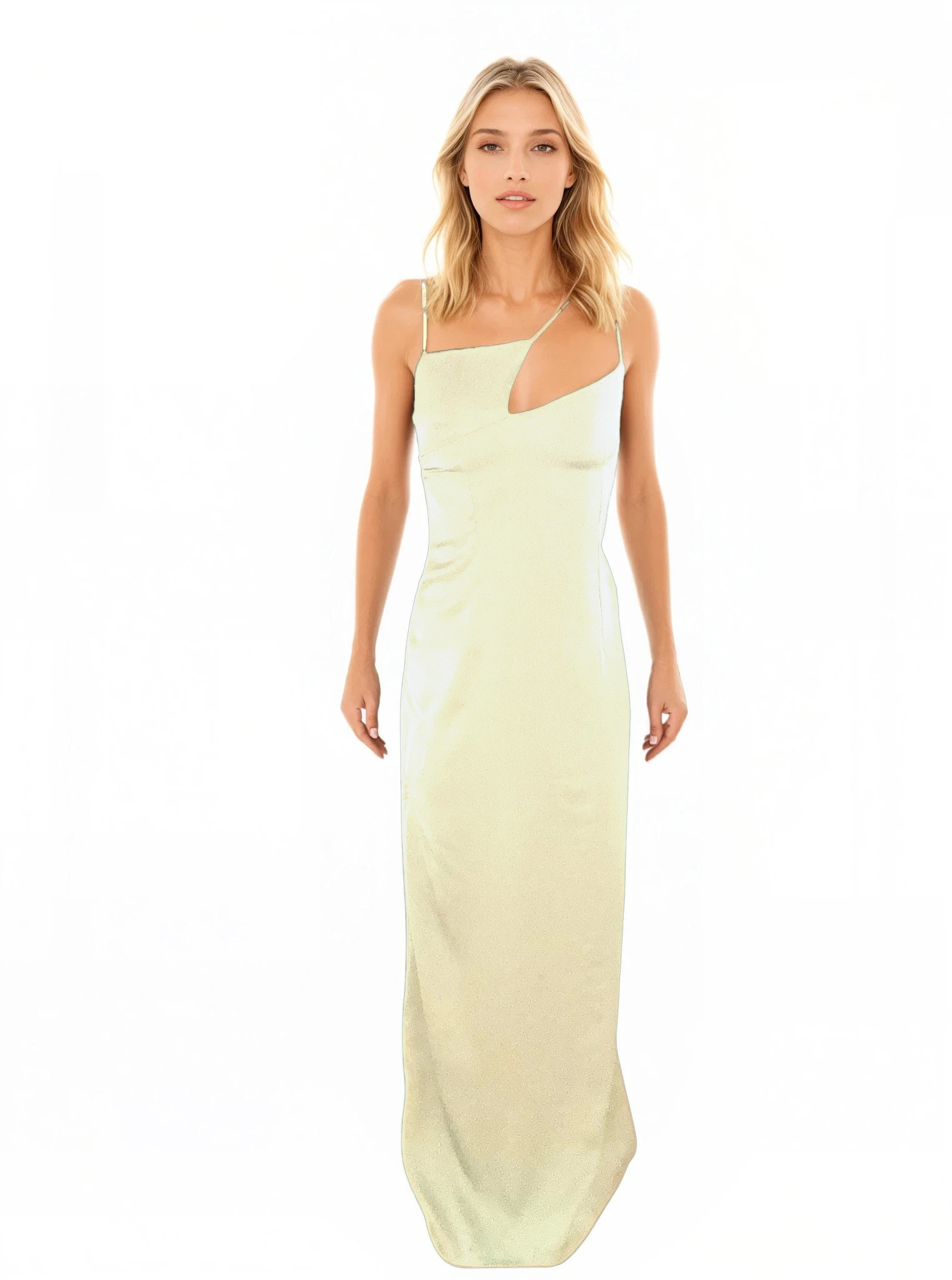 Asymmetric Satin Evening Dress