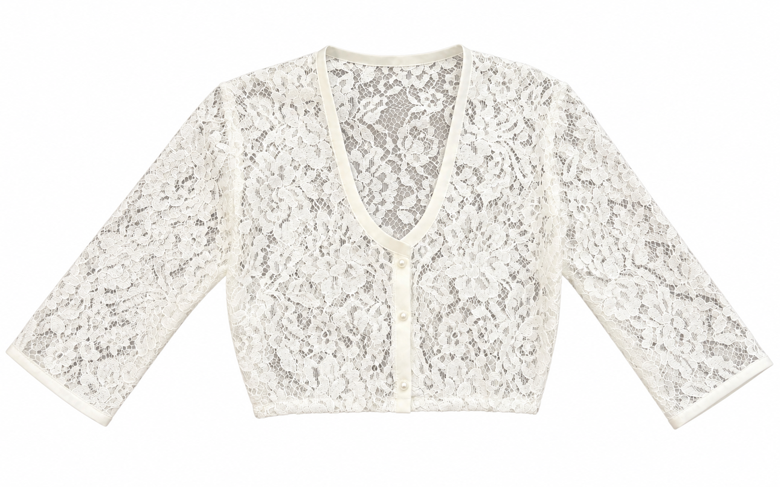 Lace Dirndl Blouse with 3/4 Sleeves - #ffffff