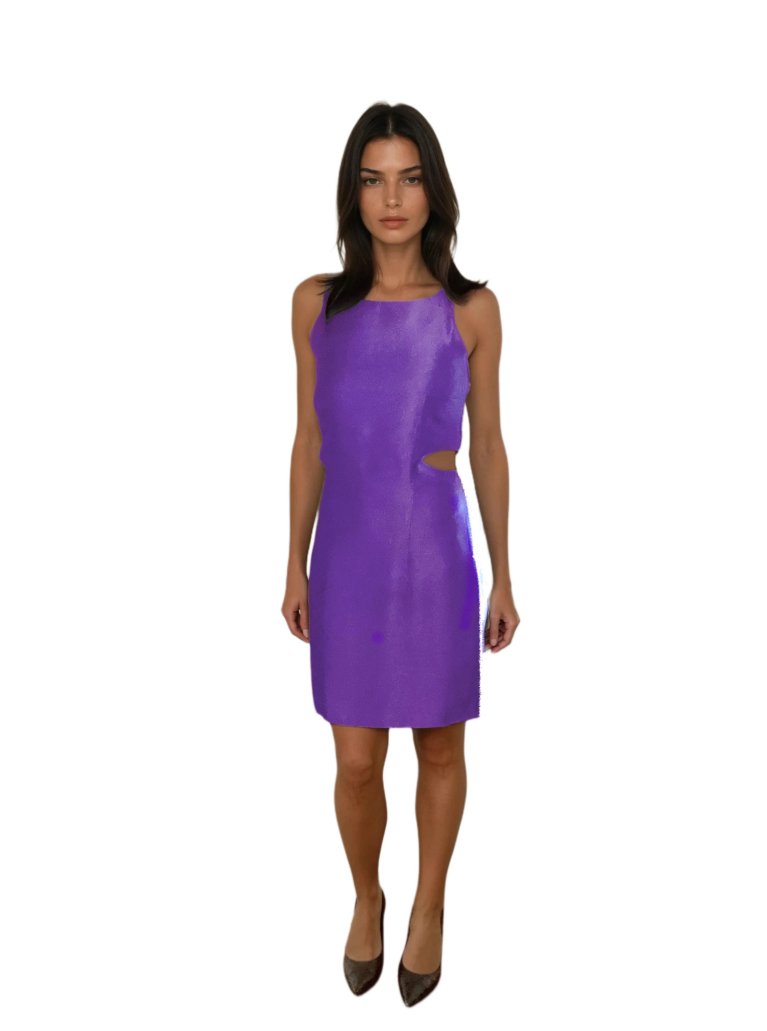 Silk side cut-out dress - #874efe