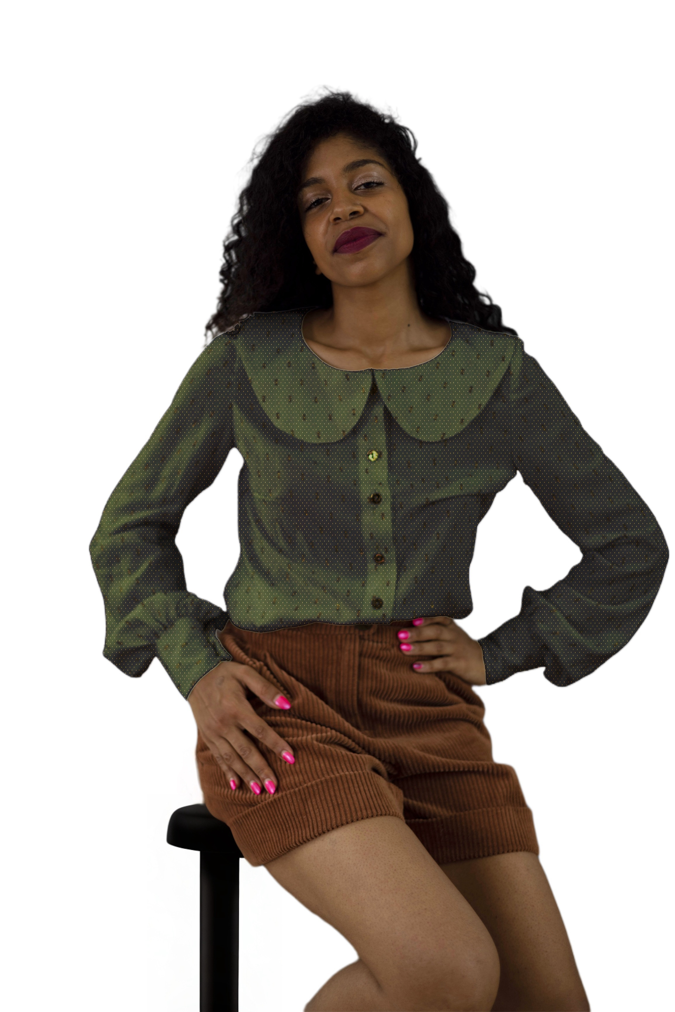 Lantern sleeve blouse - #4f7a28