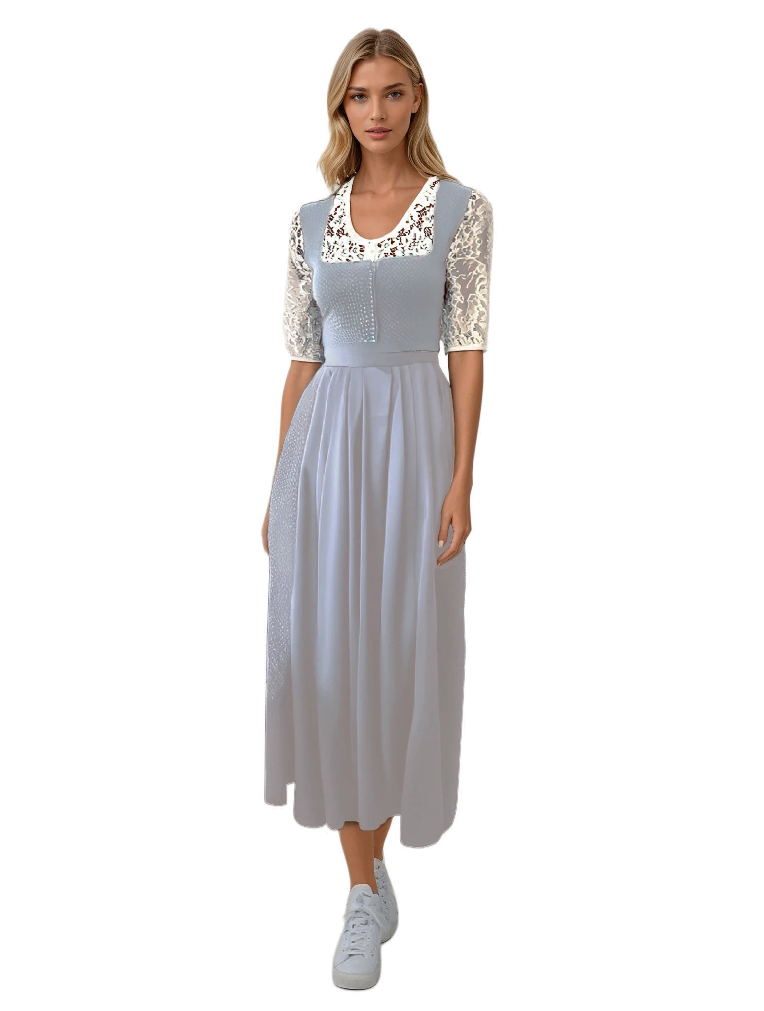 Square Neckline Dirndl - #d6d6d6,#aaaaaa