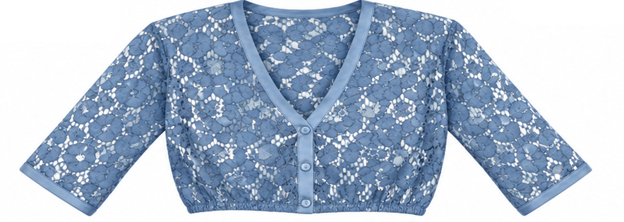 Lace Dirndl Blouse with 3/4 Sleeves - #79afe7
